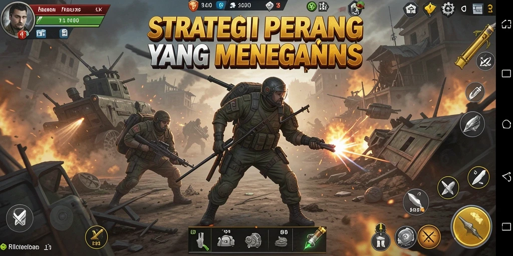 Screenshot gameplay 34R menunjukkan peperangan epik dan strategi yang mendebarkan.