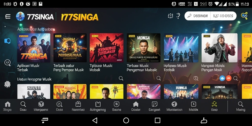Screenshot gameplay 77SINGA yang menampilkan interaksi pengguna dengan musik.