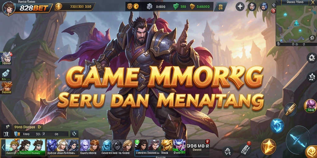 Gameplay seru di 828BET yang menunjukkan pertarungan karakter MMORPG.