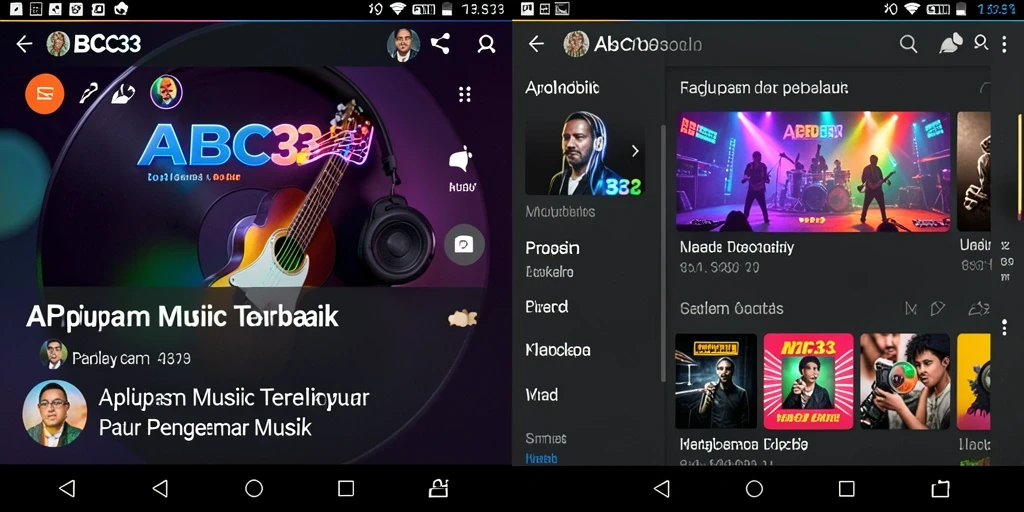 Tampilan gameplay ABC33 dengan berbagai fitur musik.