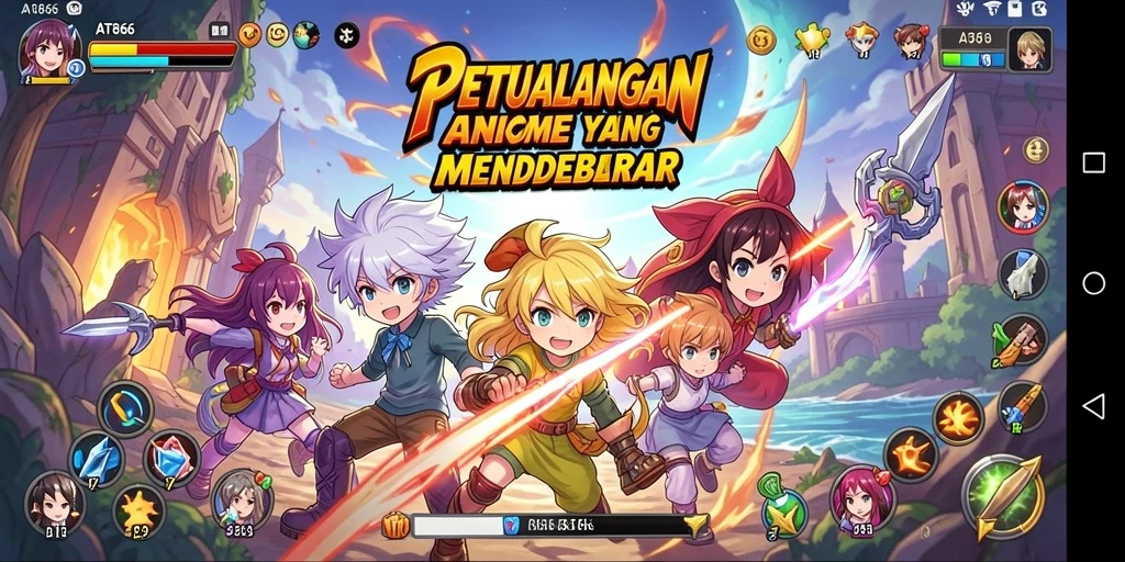 Screenshot utama AT866 menampilkan pertarungan karakter Anime yang epik.