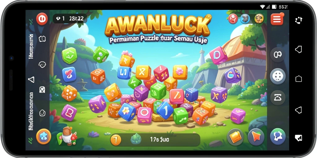 Screenshot dari gameplay AWANLUCK yang menunjukkan tingkat kesulitan Puzzle.