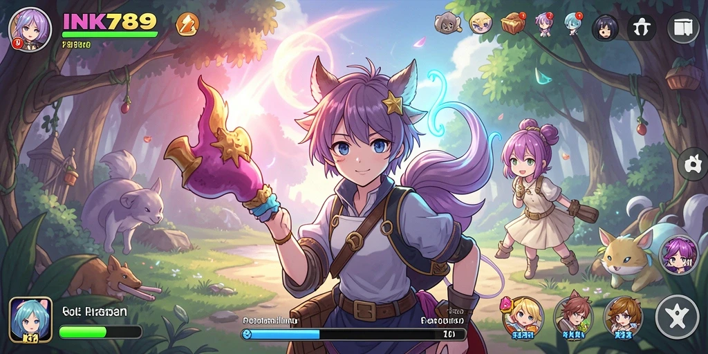 Tampilan gameplay seru dari INK789 yang penuh warna.