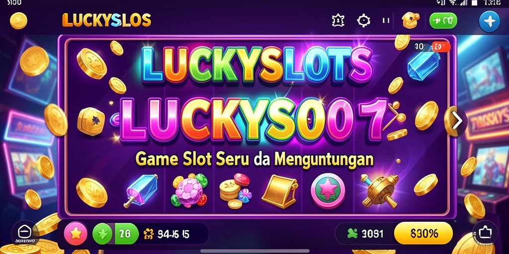 Gameplay seru dalam LUCKYSLOTS yang menampilkan mesin slot bercorak menarik.