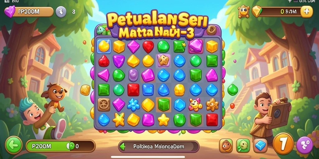 Tangkapan layar gameplay seru P200M dalam aksi Match-3.