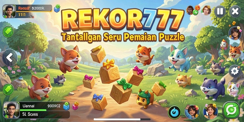 Tampilan gameplay puzzle yang menantang dan menarik di REKOR777.
