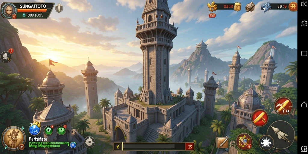 Tampilan aksi seru dari gameplay Tower Defense SUNGAITOTO.