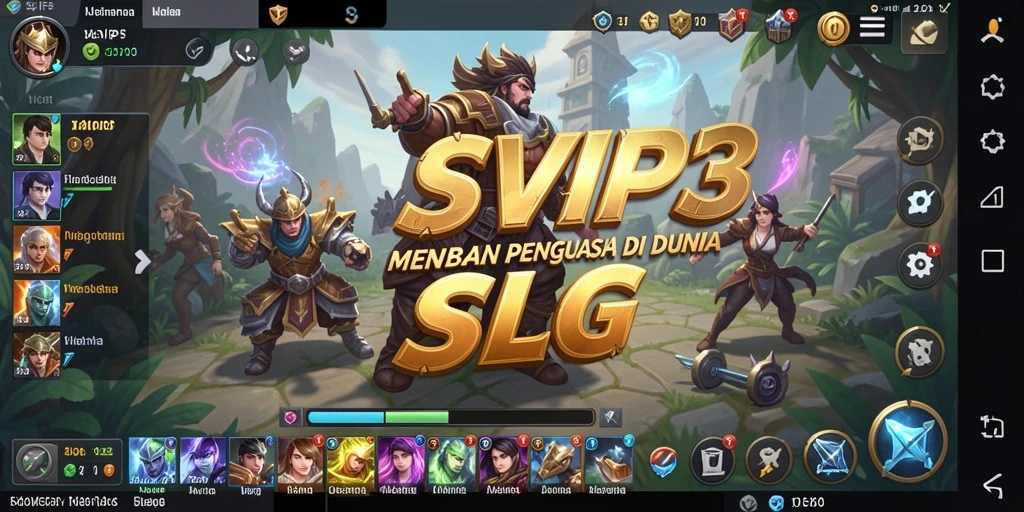 Screenshot gameplay SLG yang menampilkan pertempuran seru dan pembangunan kerajaan.