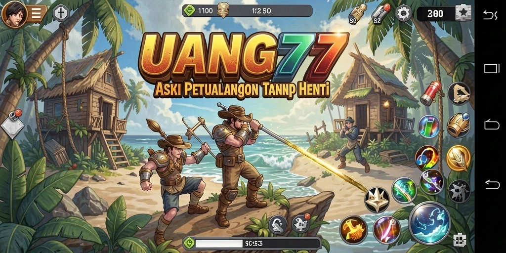Tangkapan layar menunjukkan aksi seru di dalam UANG77.